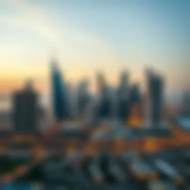 A panoramic view of the Abu Dhabi skyline showcasing modern architecture