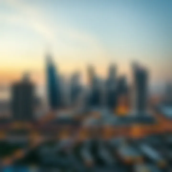 A panoramic view of the Abu Dhabi skyline showcasing modern architecture