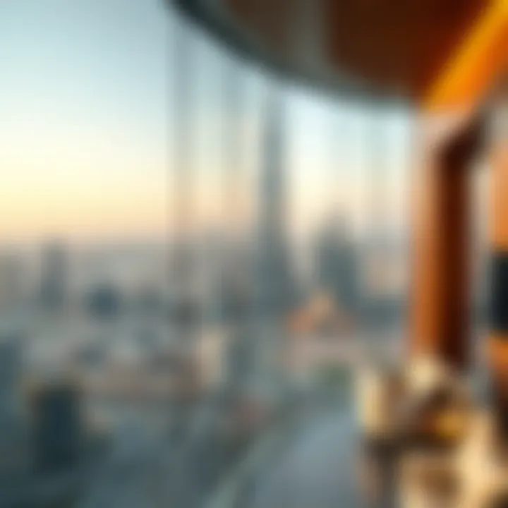 Stunning View of Dubai Skyline from Al Attar Tower Panoramic view of Dubai skyline from Al Attar Business Tower