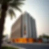 Architectural Marvel of Al Attar Business Tower Exterior view of Al Attar Business Tower showcasing its unique architectural design