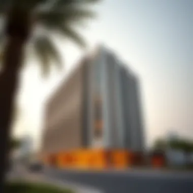 Architectural Marvel of Al Attar Business Tower Exterior view of Al Attar Business Tower showcasing its unique architectural design