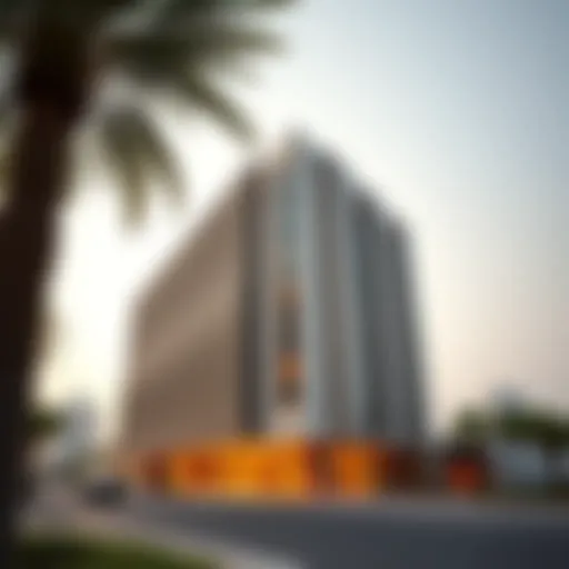 Architectural Marvel of Al Attar Business Tower Exterior view of Al Attar Business Tower showcasing its unique architectural design