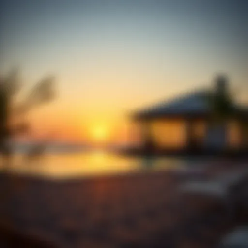 Al Mamzar Beach Chalet Sunset View Stunning view of Al Mamzar Beach Chalet at sunset