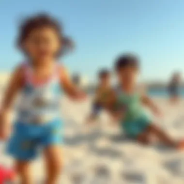 Joyful Moments at Al Mamzar Beach Park Children playing in the beach area of Al Mamzar Beach Park
