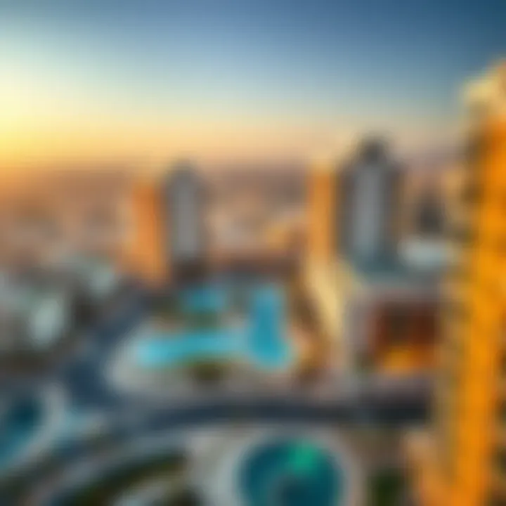Aerial view capturing the strategic location of Al Meena Residence in Dubai