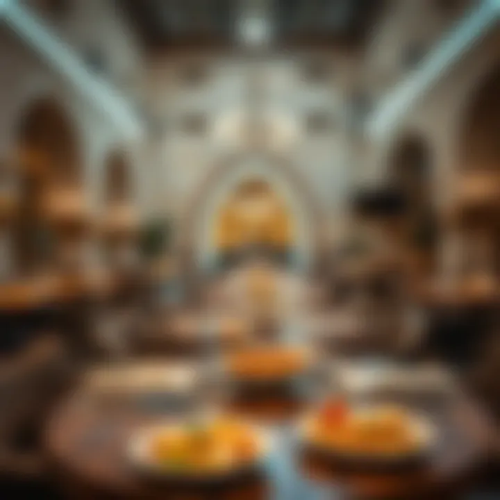 A cozy dining area in Al Seef featuring traditional Emirati cuisine