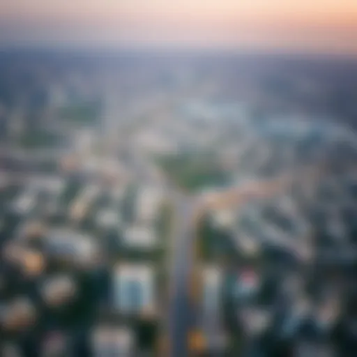 Aerial view of هور العنز شرق showcasing its vibrant neighborhoods and real estate developments