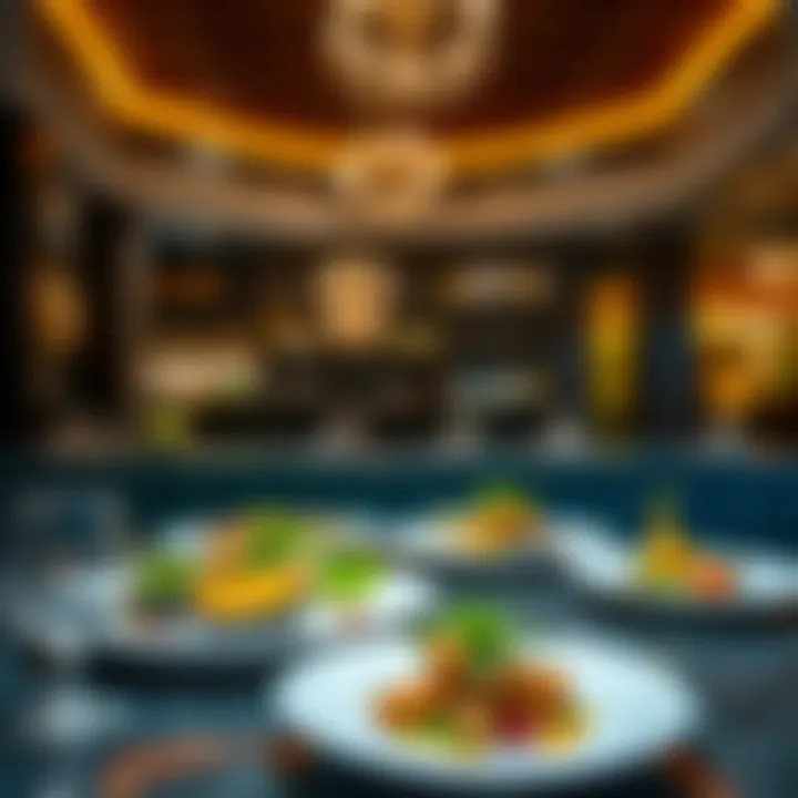 An array of modern culinary creations inspired by Arabian flavors, presented artfully on elegant plates.