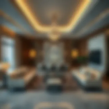 Luxurious living space within the Atlantis Penthouse elegantly designed