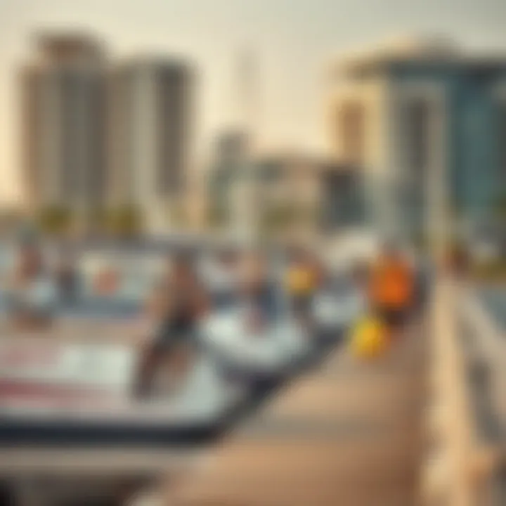 Visitors enjoying various outdoor activities at Barasti Marina, illustrating the dynamic lifestyle