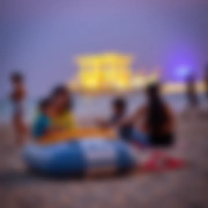 Families enjoying leisure activities at بطين Beach