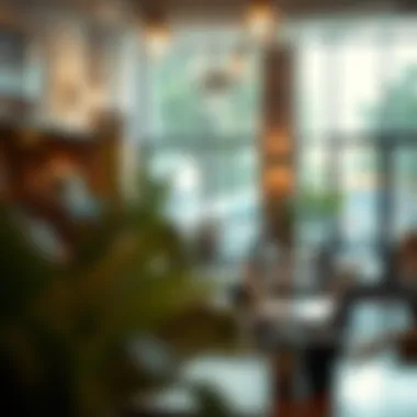 Charming Atmosphere: Cozy Breakfast Cafe Cozy ambiance of a popular Dubai café during breakfast hours