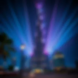 Dazzling display of lights illuminating the Burj Khalifa