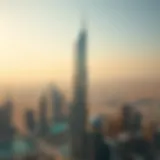 Stunning view of Burj View Tower against the Dubai skyline