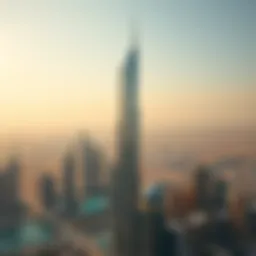 Stunning view of Burj View Tower against the Dubai skyline