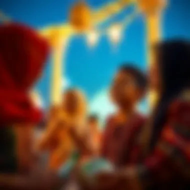 Children in traditional attire enjoying festive activities during Eid