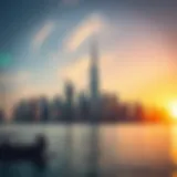 Visual representation of Dubai's skyline with residency symbols