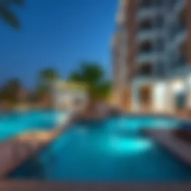 Outdoor Pool Area in Dubai Holiday Apartment Outdoor pool area in a Dubai holiday apartment complex