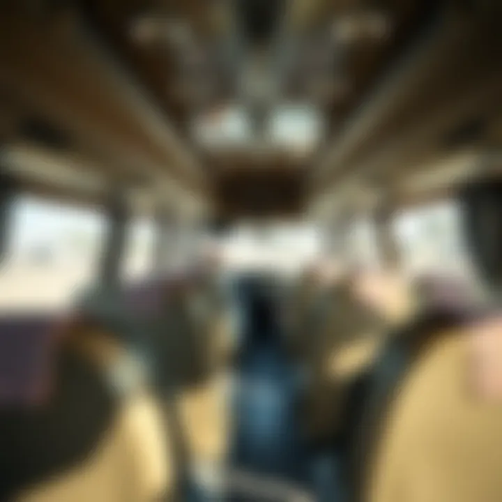 Interior of an Emirates bus showcasing comfortable seating and amenities.