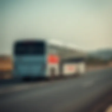 A scenic view of the Emirates bus on the road between Dubai and Abu Dhabi.
