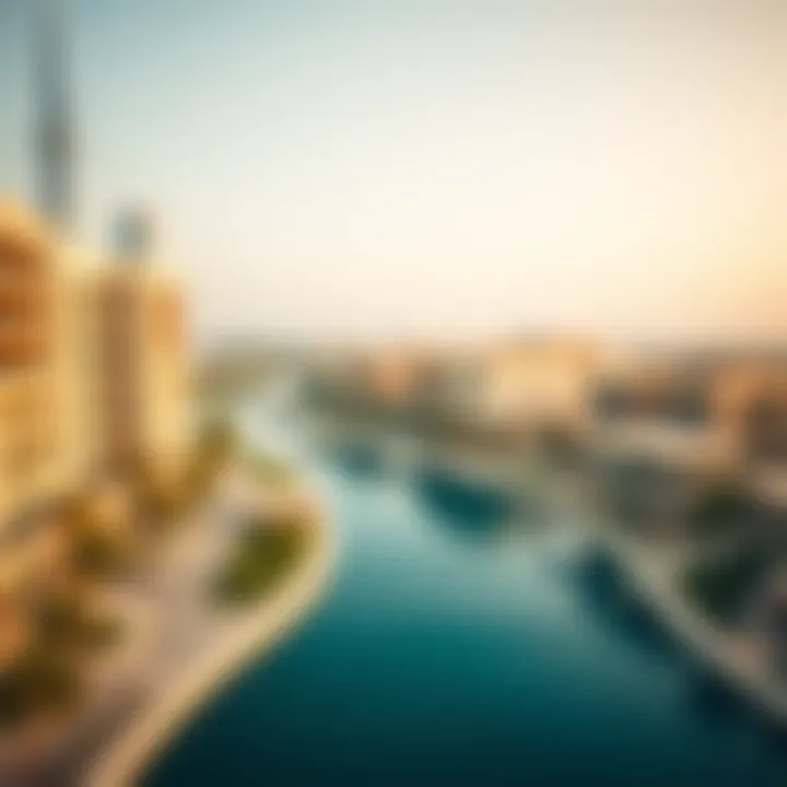 Aerial view of Damac Canal Views showcasing its architectural design