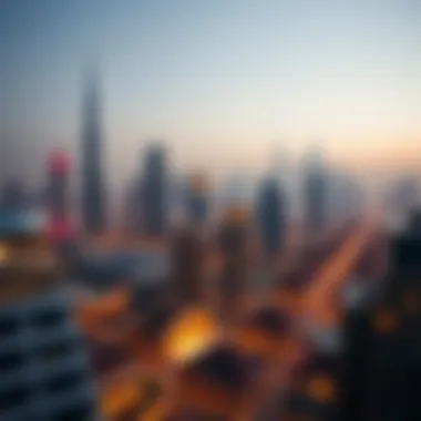 Dar Al Riffa Against the Dynamic Dubai Skyline Panoramic view of Dar Al Riffa within the Dubai skyline