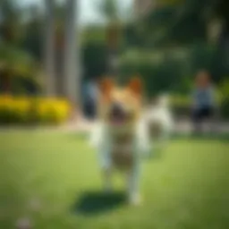 Playful dogs enjoying a sunny day at the park