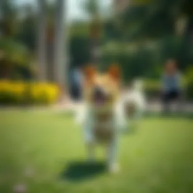 Playful dogs at a Dubai park Playful dogs enjoying a sunny day at the park