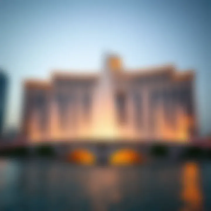 The architectural beauty surrounding the Dubai Fountain