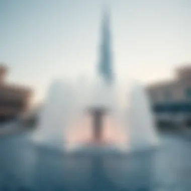 Iconic Fountain with Burj Khalifa as a Stunning Backdrop Dubai Mall fountain with Burj Khalifa backdrop