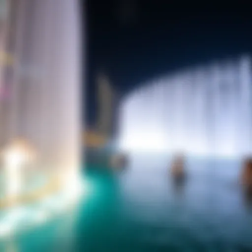 Dubai Mall fountain illuminated at night