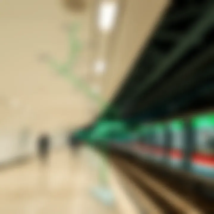 Map of the Dubai Metro Green Line illustrating the various stations and their connections