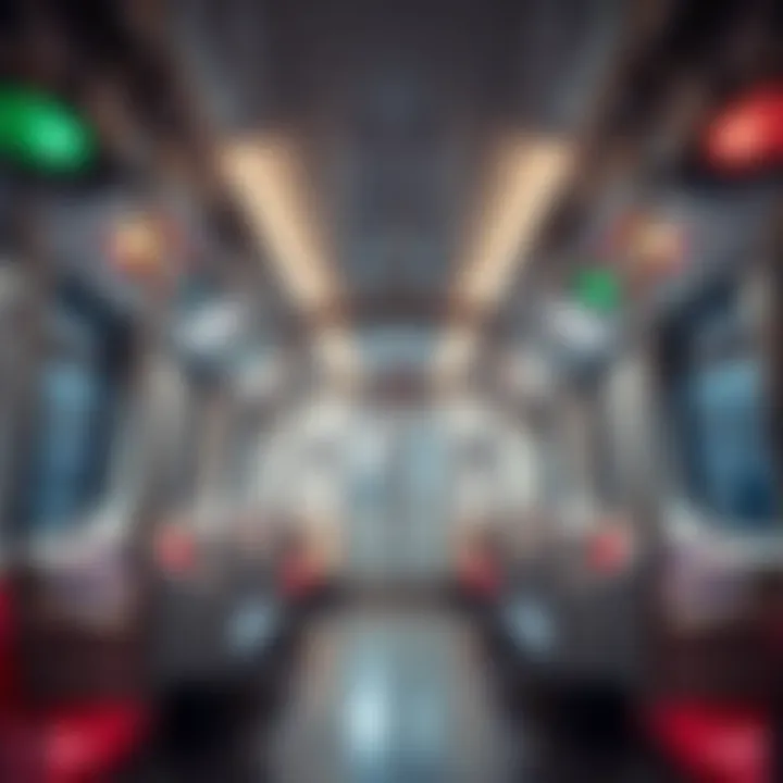 Inside a Dubai Metro Train An interior shot of a Dubai metro train during peak hours