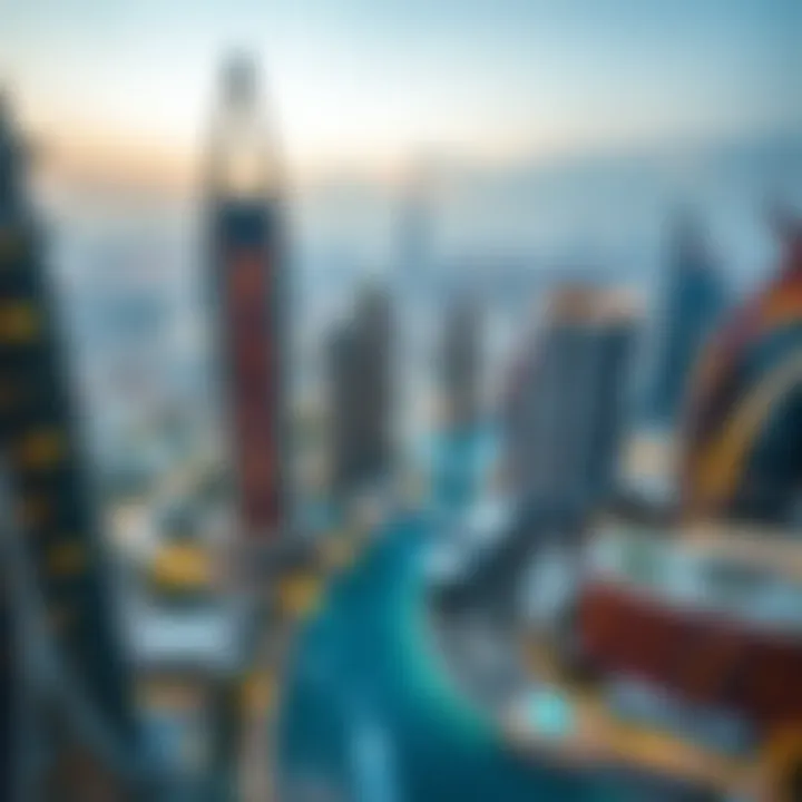 Aerial view of innovative Dubai real estate development influenced by Al Jazairi.