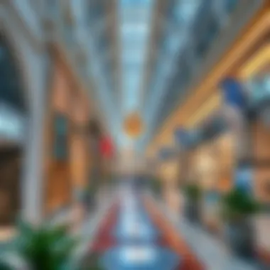 The vibrant shopping area within EHS Ibn Battuta Mall featuring a variety of retail shops.