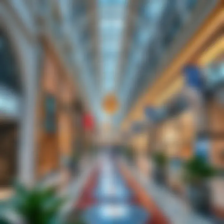 The vibrant shopping area within EHS Ibn Battuta Mall featuring a variety of retail shops.