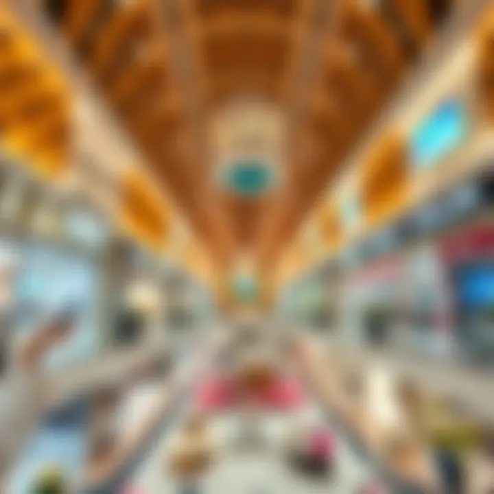 An extravagant shopping mall filled with luxury brands