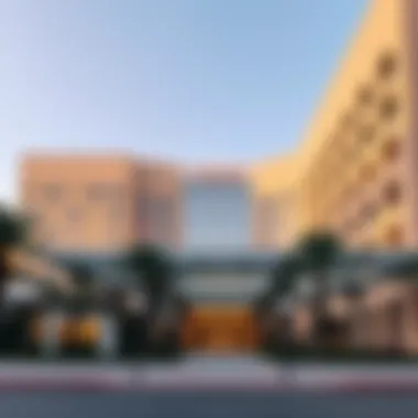 Exterior view of Emirates Hospital Jumeirah showcasing its modern architecture