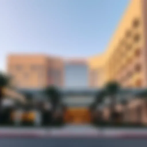Exterior view of Emirates Hospital Jumeirah showcasing its modern architecture