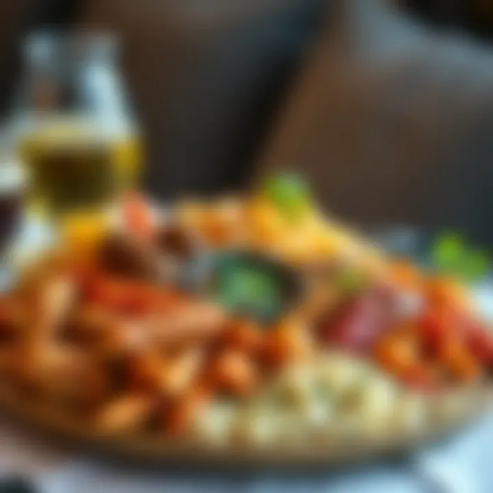 A beautifully arranged platter of mixed Arabic dishes