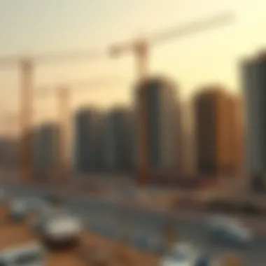 Construction Progress in Dubai Construction site with cranes and modern buildings in progress