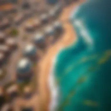 Aerial View of Al Hudayriat Beach Aerial perspective of Al Hudayriat Beach highlighting its location