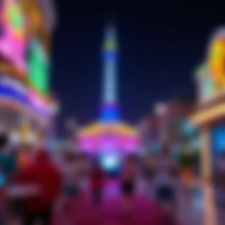 Entertainment zone bustling with activities and attractions