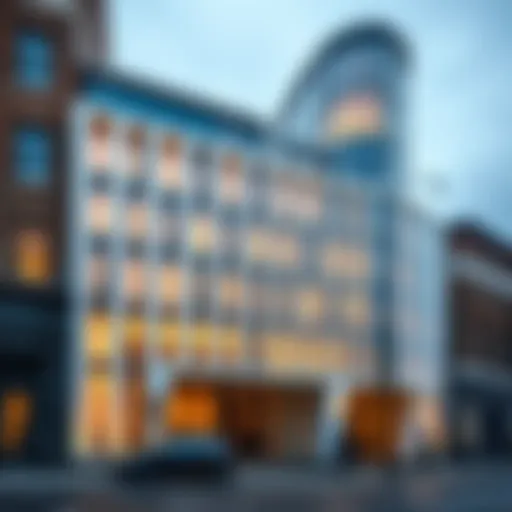Exterior view of the White Swan Building highlighting its innovative design