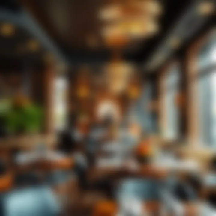 Interior of an upscale barbeque restaurant with elegant decor