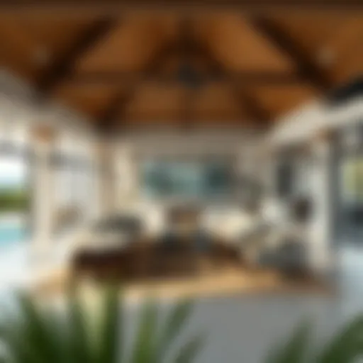 Luxurious beach mansion interior showcasing open floor plan