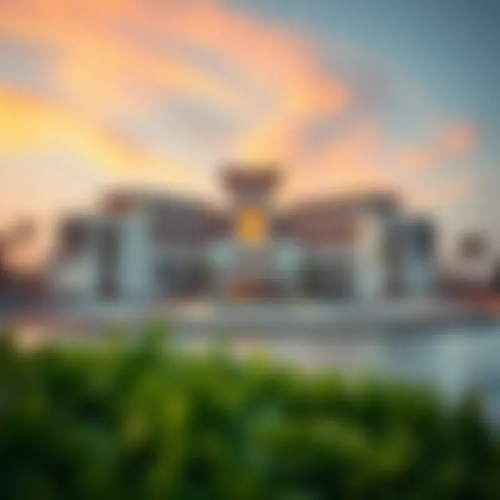Luxurious beachfront resort on ب�لوواترز Island with stunning architecture