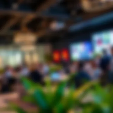 Vibrant Networking Event Networking event taking place in a vibrant business lounge