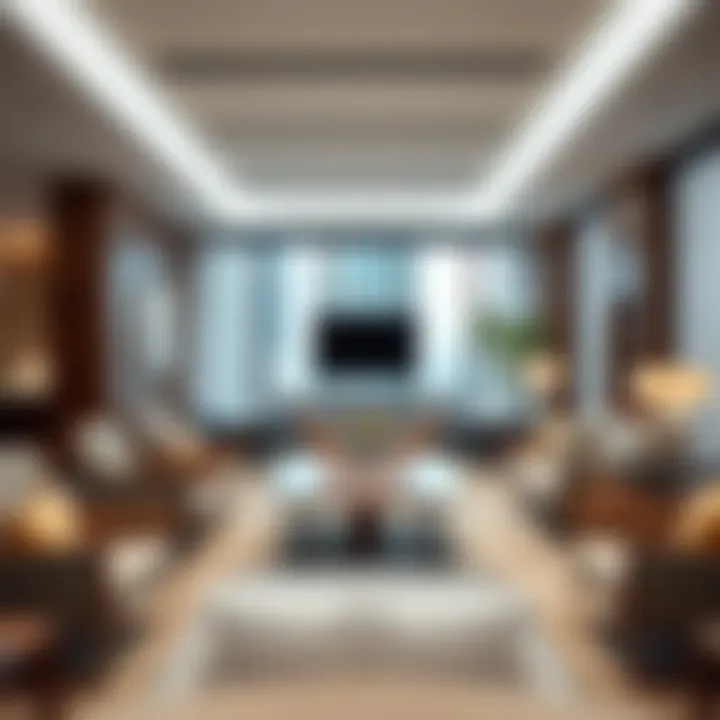 Serene Meeting Space for Productivity A serene meeting space designed for productivity in a business lounge