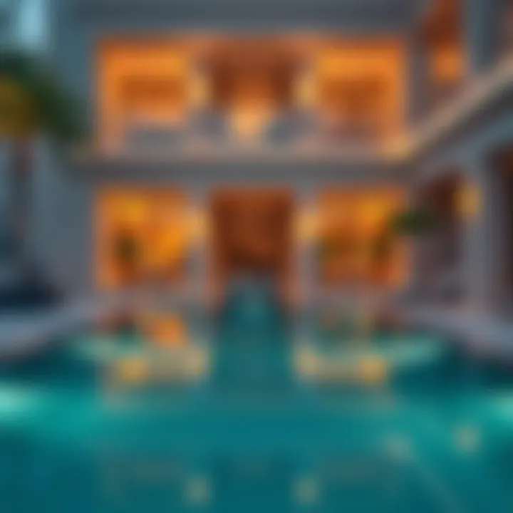 Elegant outdoor pool area at a Damac Maison residence